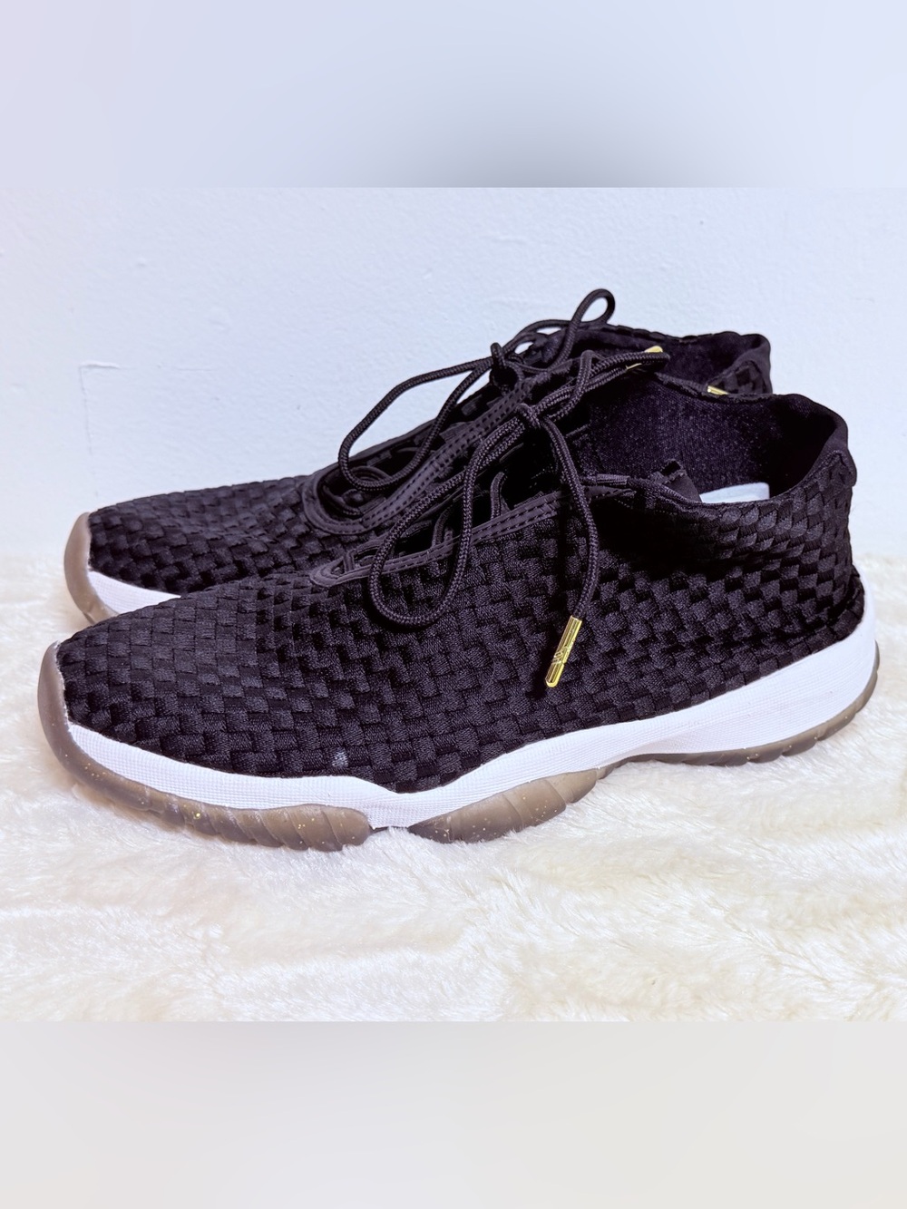 Jordan Future Black White Gold Sneakers size 9